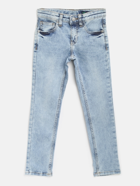 

United Colors of Benetton Boys Blue Slim Fit Mid-Rise Clean Look Stretchable Jeans