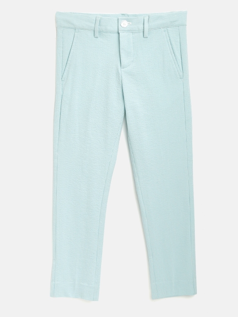 

United Colors of Benetton Boys Blue & White Regular Fit Striped Trousers