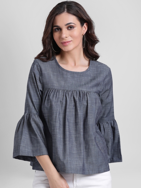 

Aayna Women Blue Solid A-Line Top