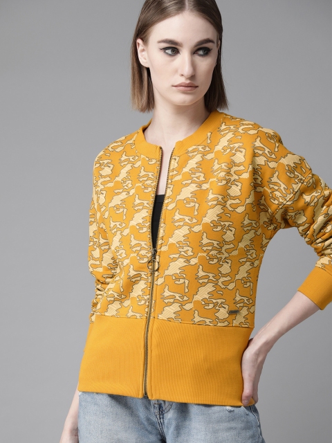 

Roadster Women Mustard Yellow Camouflage Print Sweatshirt