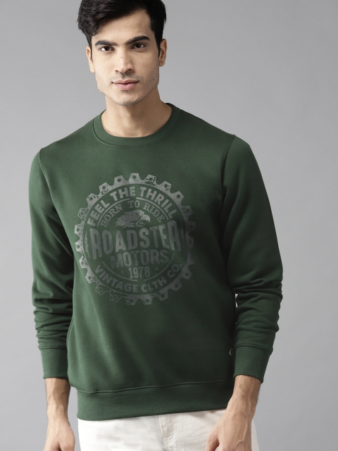 

Roadster Men Green & Grey Printed Sweatshirt