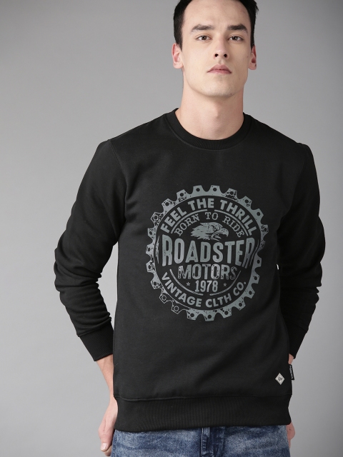 

Roadster Men Black Printed Sweatshirt
