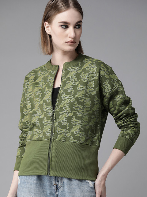 

Roadster Women Olive Green Camouflage Print Sweatshirt