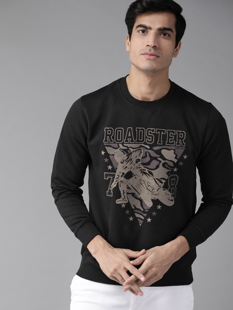 

Roadster Men Black Printed Sweatshirt