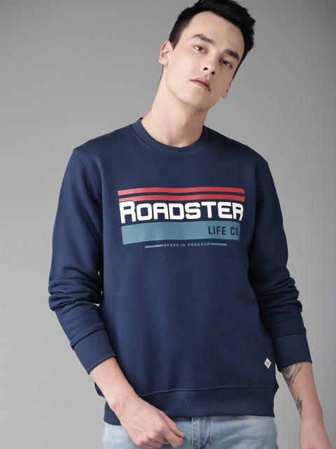 

Roadster Men Navy Blue & White Printed Sweatshirt
