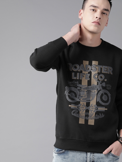 

Roadster Men Black Printed Sweatshirt