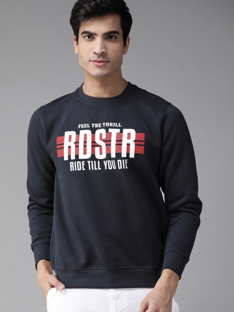 

Roadster Men Navy Blue Printed Sweatshirt