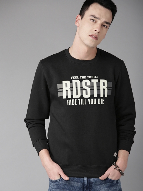 

Roadster Men Black Printed Sweatshirt