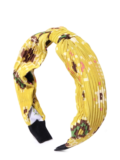 

Blueberry Women Mustard Yellow & Coffee Brown Printed Hairband