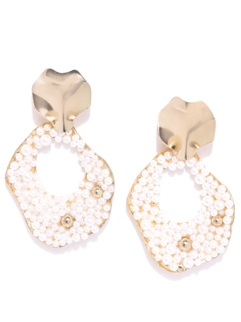 

Blueberry White Gold-Plated Beaded Handcrafted Contemporary Drop Earrings