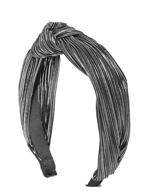 

Blueberry Black & Silver-Toned Self-Striped Hairband