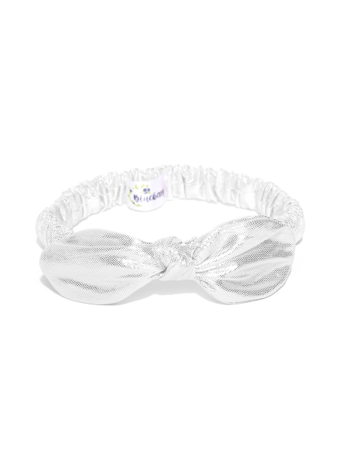 

Blueberry Silver-Toned Self-Design Elasticated Hairband with Bow Detail
