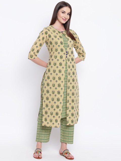 

Khushal K Women Green & Beige Printed Kurta with Palazzos