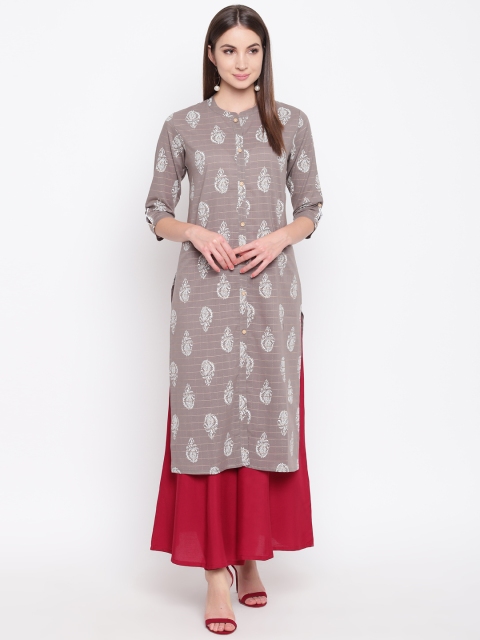

Khushal K Women Grey & Red Printed Kurta with Palazzos