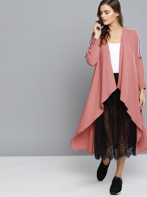 

Carlton London Women Dusty Pink Solid Open Front Longline Shrug
