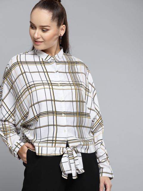 

Carlton London Women White & Black Checked Casual Shirt