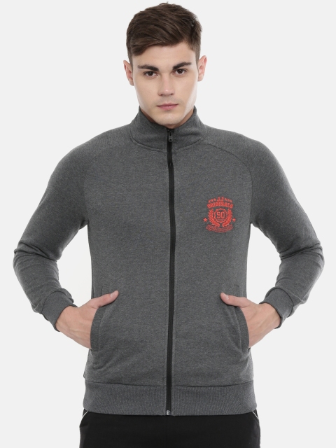 

Jack & Jones Men Charcoal Grey Solid Sweatshirt
