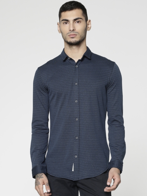 

Jack & Jones Men Navy Blue Slim Fit Striped Casual Shirt