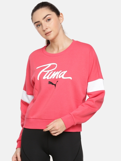

Puma Women Pink & White Logo AOP Pack Crew Printed Sweatshirt