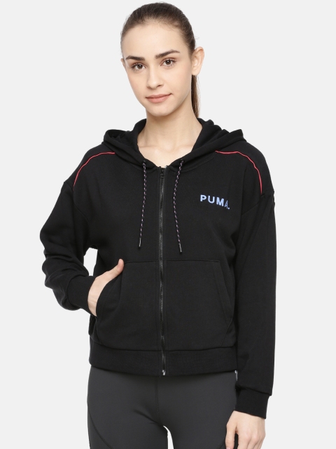 

Puma Women Black Solid Hooded Sweatshirt