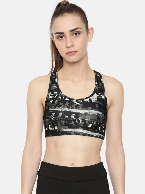 

Puma Black & Grey Printed Non-Wired Non Padded Sports Bra 51699919