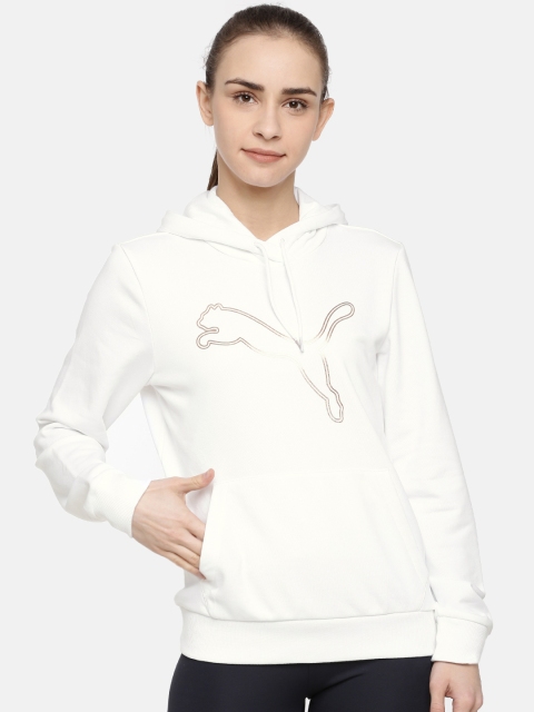 

Puma Women White Printed Hooded Sweatshirt