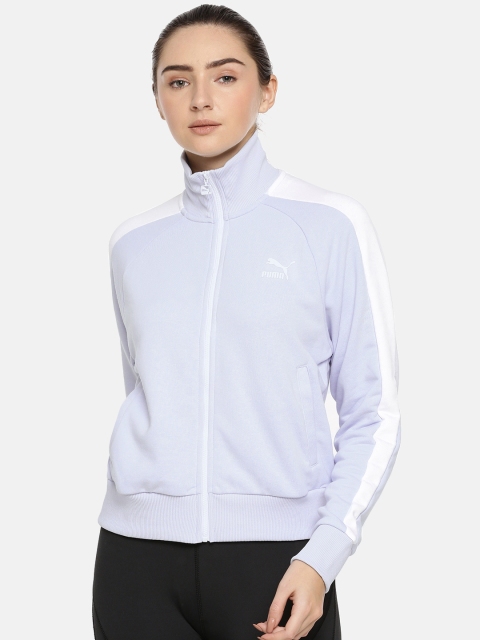 

Puma Women Blue Solid Classics T7 Sweatshirt