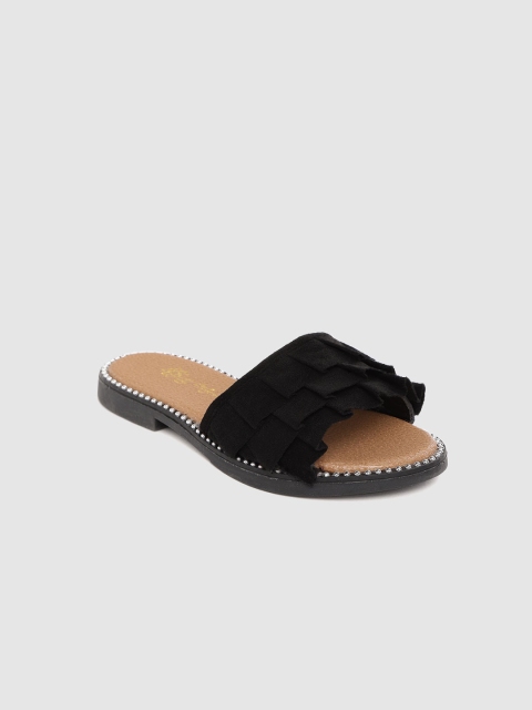 

Hoppipola Girls Black Solid Open Toe Flats