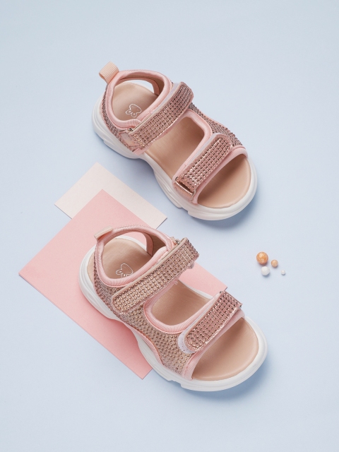 

Hoppipola Girls Pink Studded Open Toe Flats