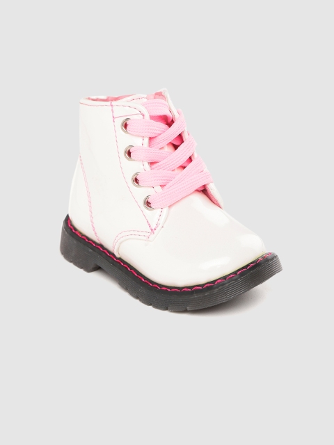 

Hoppipola Girls White Solid Mid-Top Flat Boots