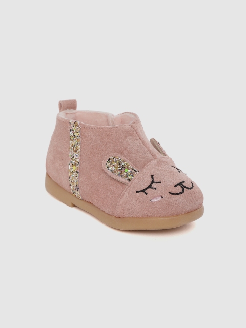 

Hoppipola Girls Dusty Pink Solid Mid-Top Sneakers