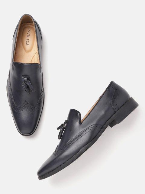 

INVICTUS Men Navy Semiformal Slip-On Brogues, Navy blue
