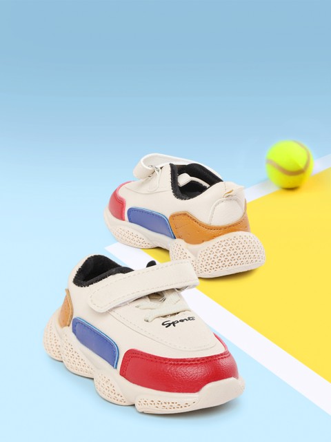 

Hoppipola Kids Beige & Red Colourblocked Sneakers