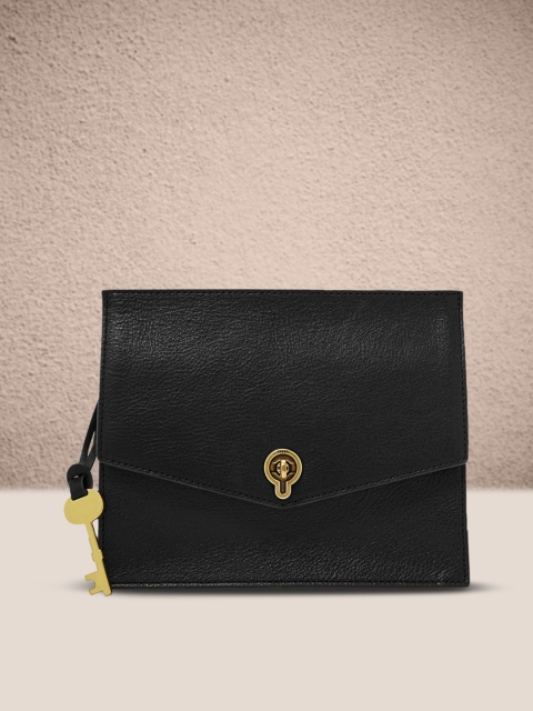 

Fossil Black Solid Leather Sling Bag
