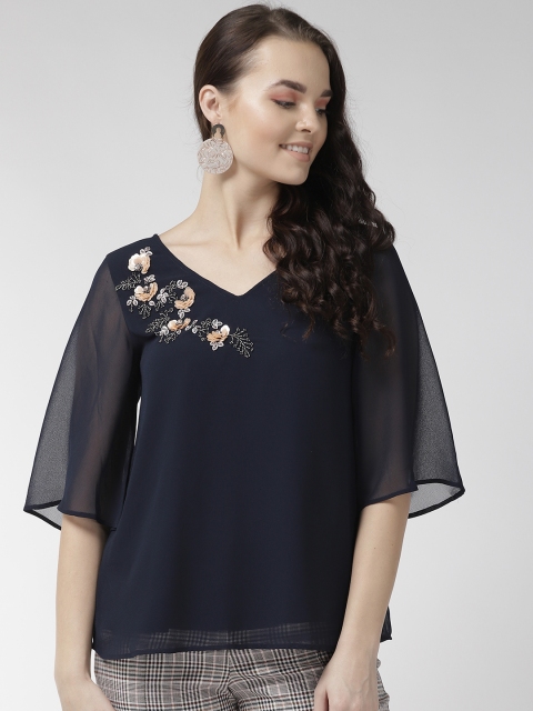 

Antheaa Women Navy Blue Solid Top