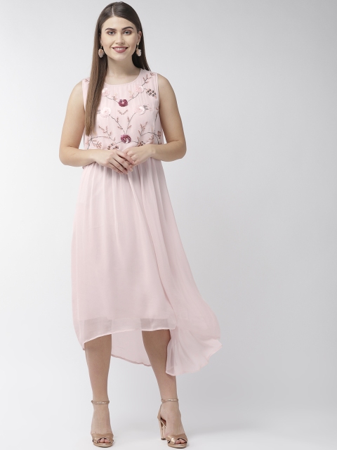

Antheaa Women Pink Floral Embroidered A-Line Dress