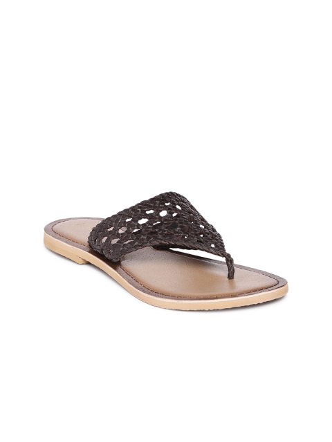 

TRENDS & TRADES Women Coffee Brown Hand Woven Leather Open Toe Flats