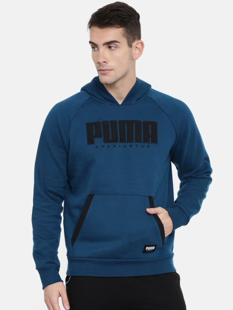 

Puma Men Teal Embroidered Athletics Hooded Sweatshirt