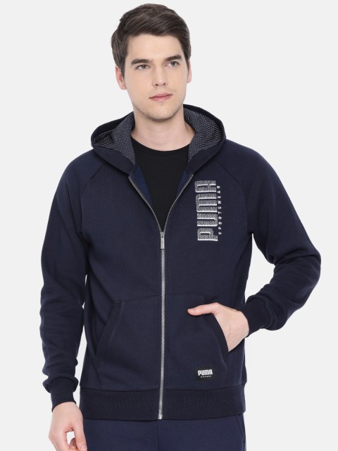 

Puma Men Navy Blue Regular Fit Solid Athletics FZ Hooded Sweatshirt