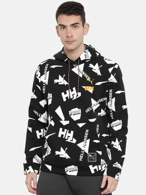 

Puma Helly Hansen Men Black & White Printed PUMA x HH AOP Hooded Sweatshirt