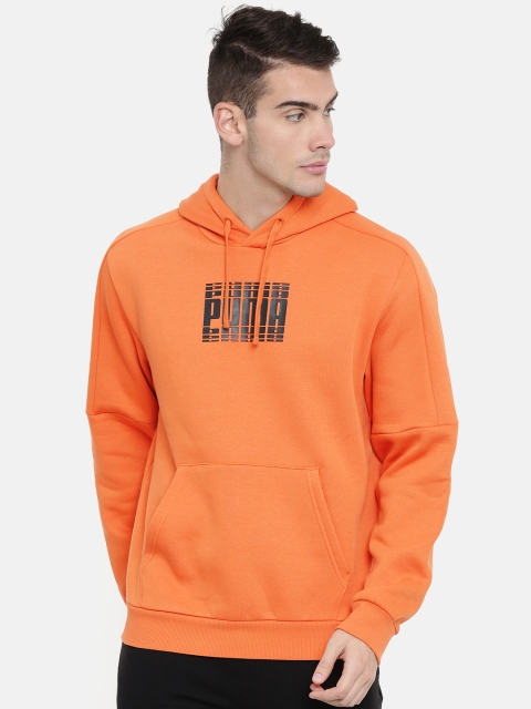 

Puma Men Orange Printed Rebel Block Hooded Sweatshirt
