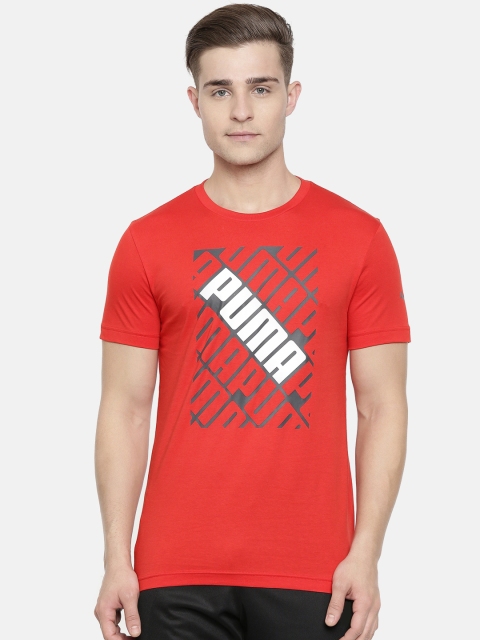 

Puma Men Red Printed Slim Fit Round Neck Focus T-shirt