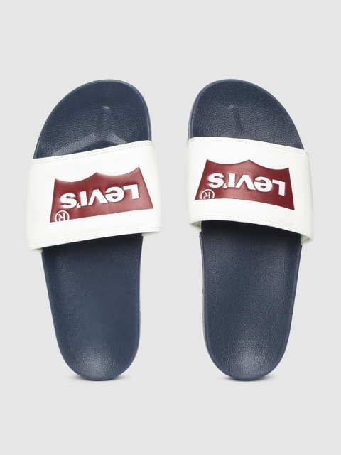 

Levis Men Navy Blue & White Printed Sliders