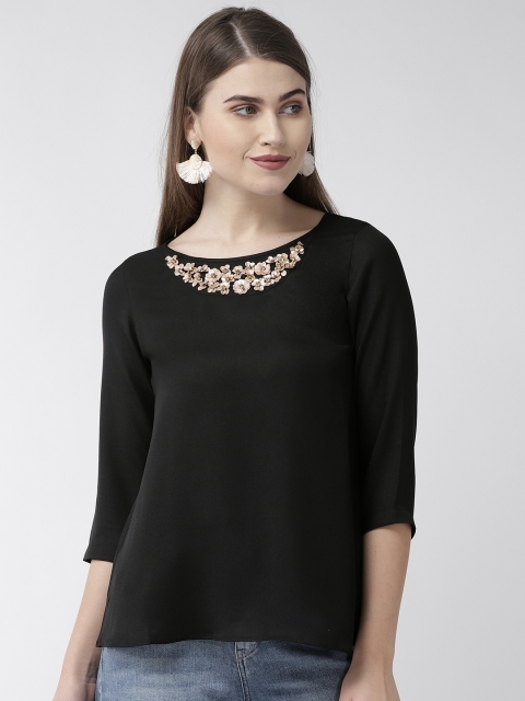

Antheaa Women Black Solid Regular Top