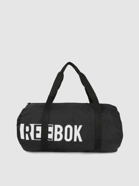 

Reebok Women Black Printed Foundation Cylinder Duffel Bag