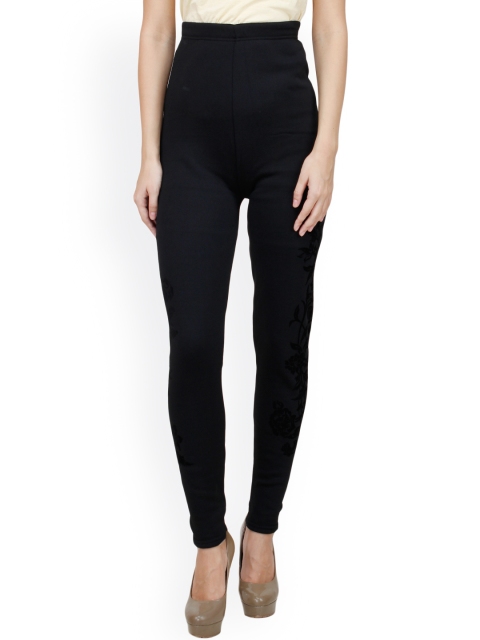 

Camey Black Printed Woolen Leggings