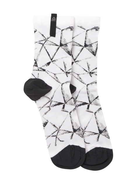 

Reebok Women White & Black Graphic Crew Above Ankle-Length Training Socks