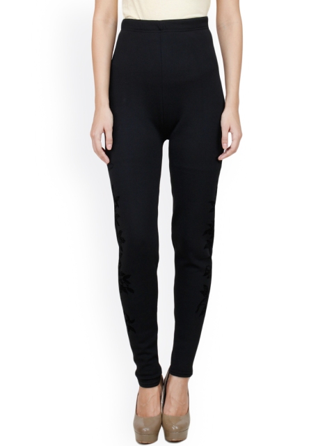 

Camey Black Printed Woolen Leggings