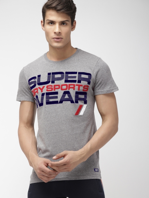 

Superdry Men Grey Melange Sportwear Speed Printed Round Neck T-shirt