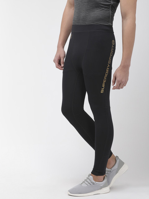 

Superdry Men Black Solid Performnce Compression Tights
